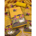Vaystra Banarasi Silk Printed Unstitched Salwar Suit Material With Dupatta – Yellow