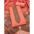 Vaystra Banarasi Silk Printed Unstitched Salwar Suit Material With Dupatta – Peach