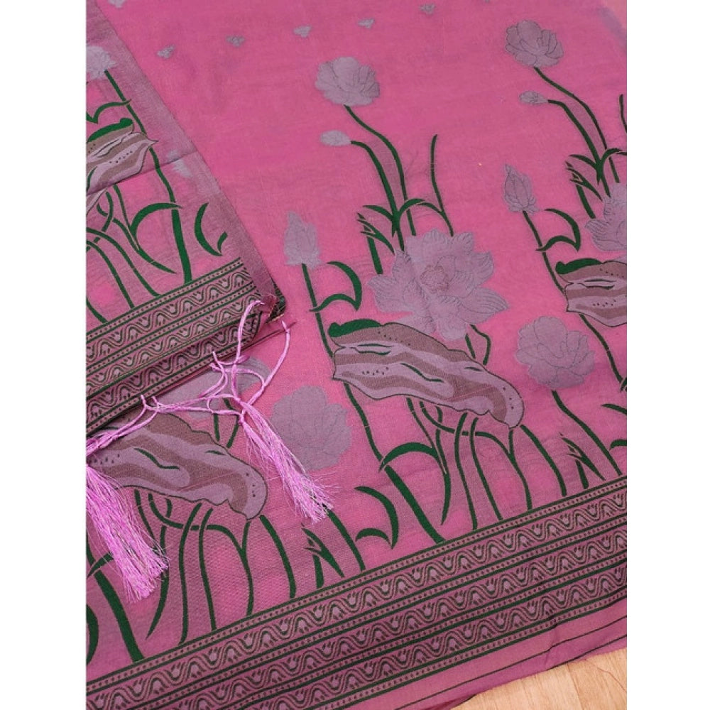 Vaystra Banarasi Silk Printed Unstitched Salwar Suit Material With Dupatta – Pink