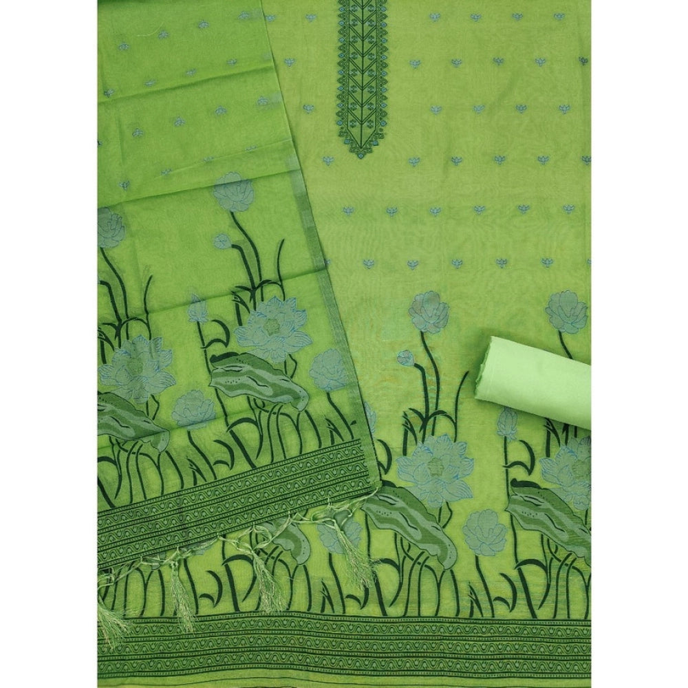 Vaystra Banarasi Silk Printed Unstitched Salwar Suit Material With Dupatta – Pista