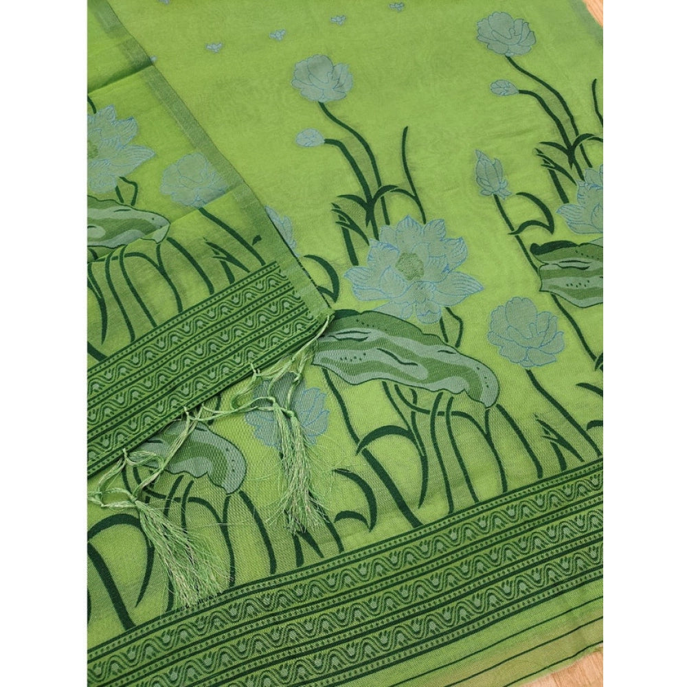 Vaystra Banarasi Silk Printed Unstitched Salwar Suit Material With Dupatta – Pista