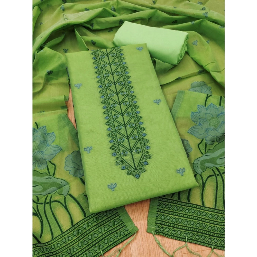 Vaystra Banarasi Silk Printed Unstitched Salwar Suit Material With Dupatta – Pista