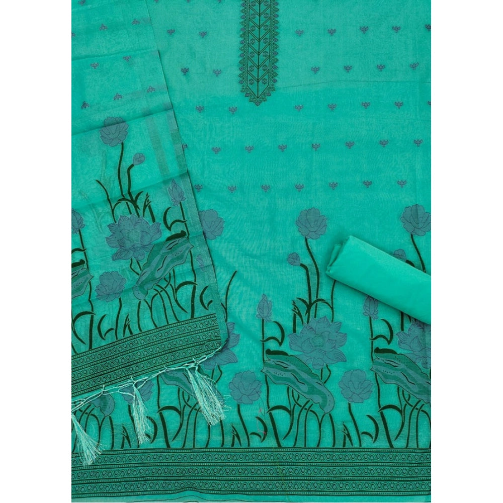 Vaystra Banarasi Silk Printed Unstitched Salwar Suit Material With Dupatta – sea Green