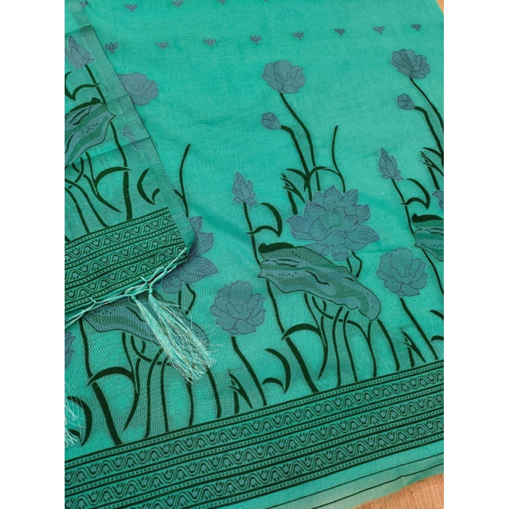 Vaystra Banarasi Silk Printed Unstitched Salwar Suit Material With Dupatta – sea Green