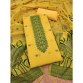Vaystra Banarasi Silk Printed Unstitched Salwar Suit Material With Dupatta – Yellow