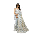 Vaystra Georgette Printed Saree With Unstitched Blouse 5.5Mtr – White-Grey