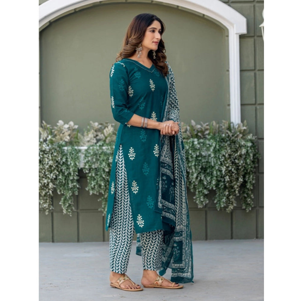 Vaystra Cotton Blend Printed Kurti With Pant Dupatta Set – Morpichh