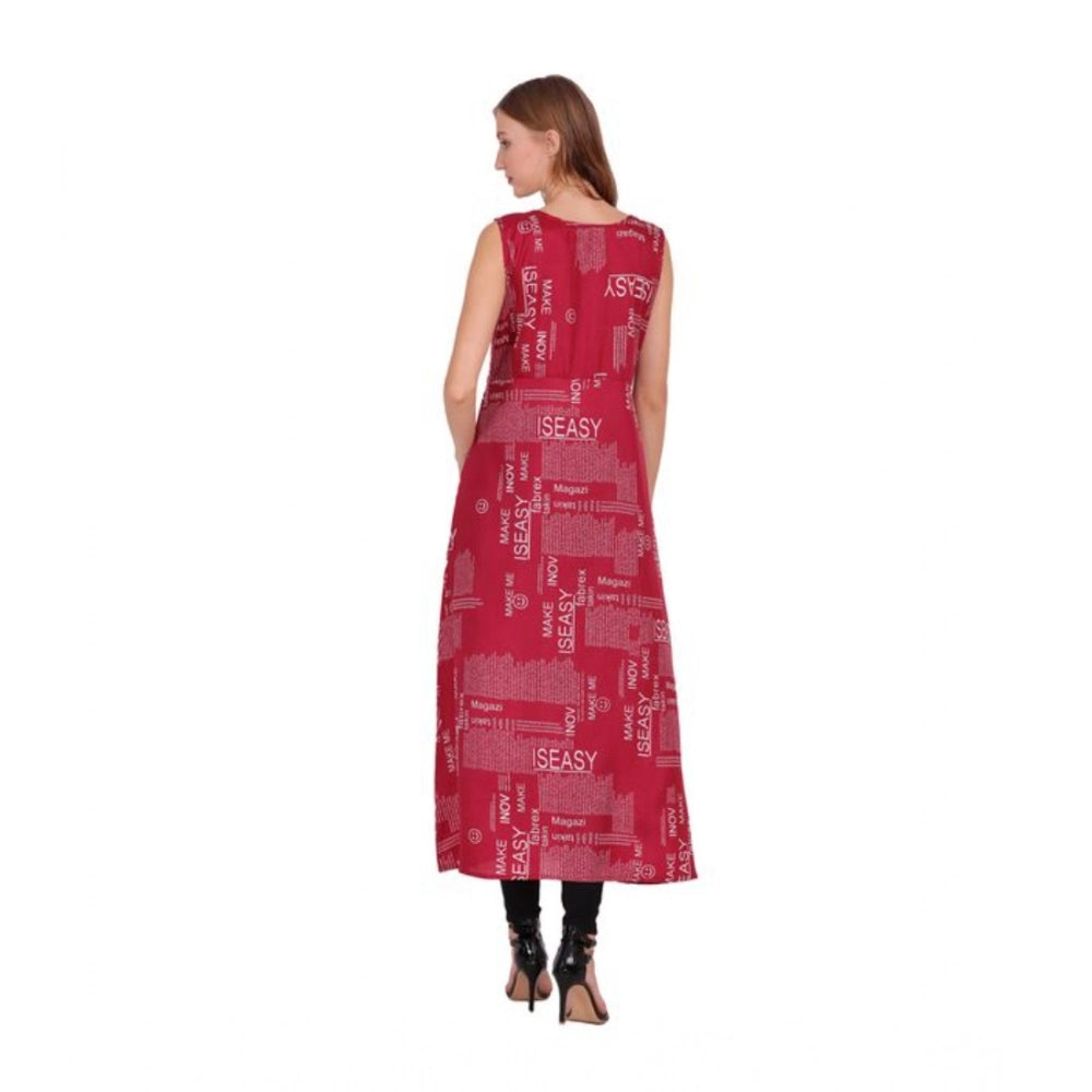 Vaystra Casual Crepe Sleeveless Slit Dress – Maroon