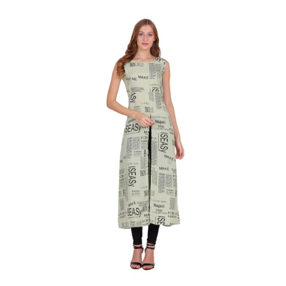 Vaystra Casual Crepe Sleeveless Slit Dress – Light Green