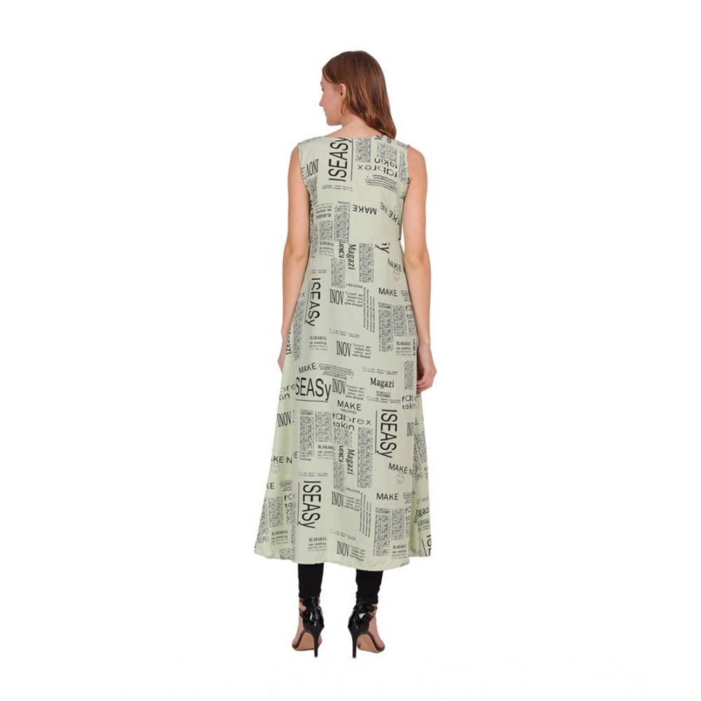 Vaystra Casual Crepe Sleeveless Slit Dress – Light Green