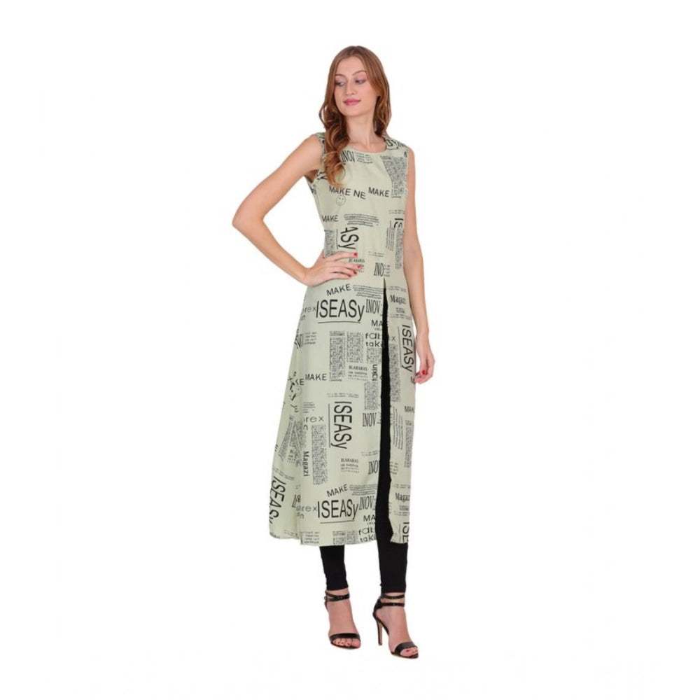 Vaystra Casual Crepe Sleeveless Slit Dress – Light Green
