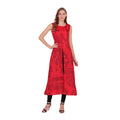 Vaystra Casual Crepe Sleeveless Slit Dress – Red