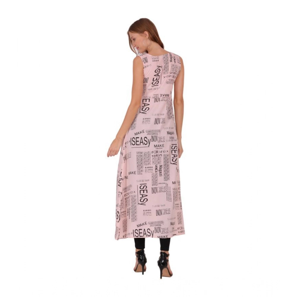 Vaystra Casual Crepe Sleeveless Slit Dress – Light Pink