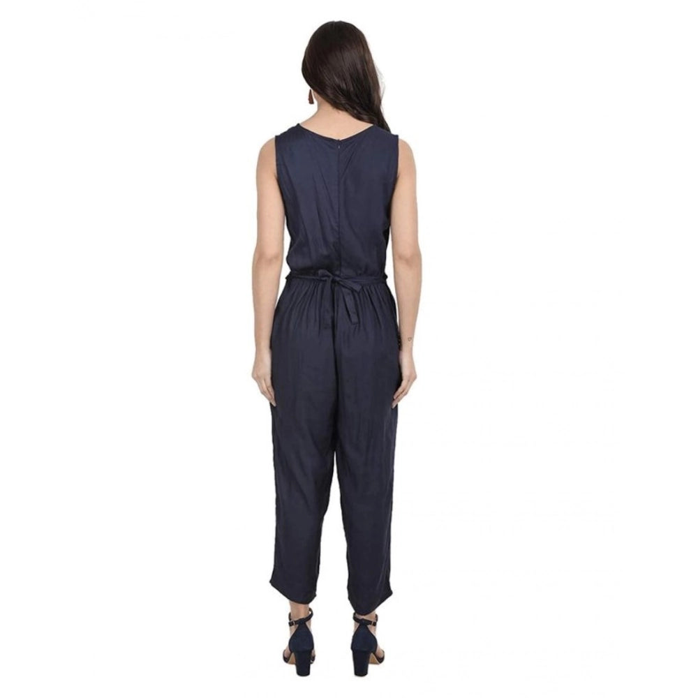 Vaystra Casual Crepe Sleeveless Jump Suit – Navy Blue