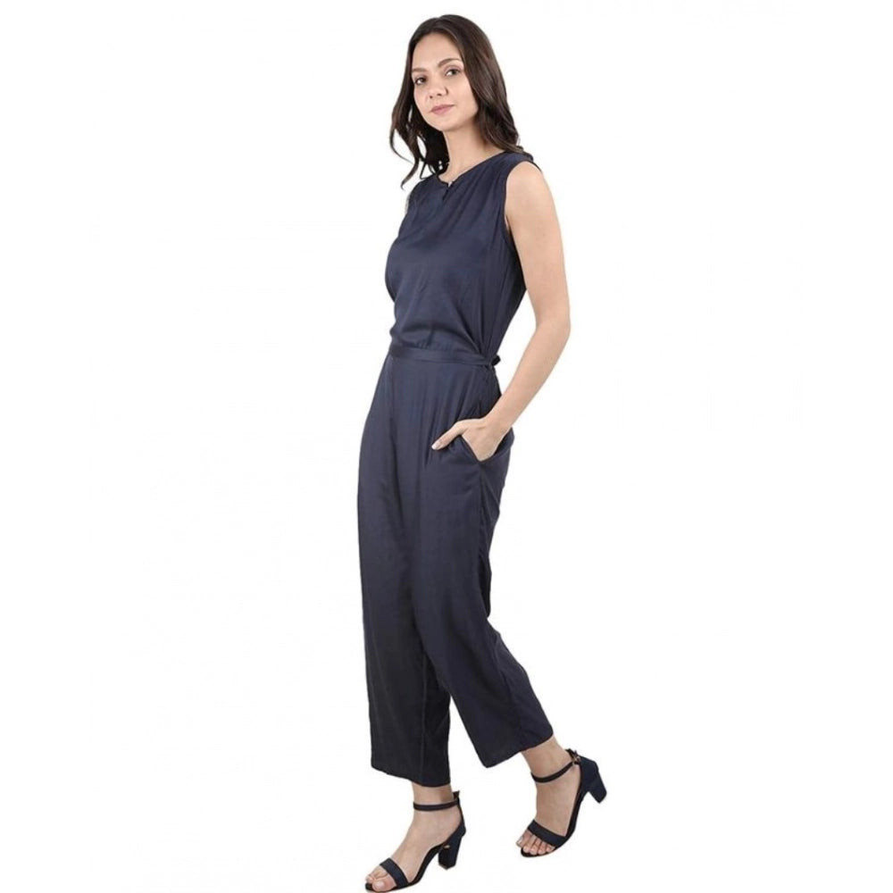 Vaystra Casual Crepe Sleeveless Jump Suit – Navy Blue
