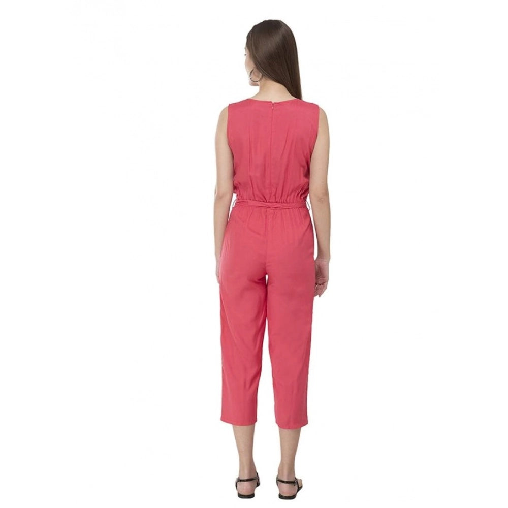 Vaystra Casual Crepe Sleeveless Jump Suit – Pink