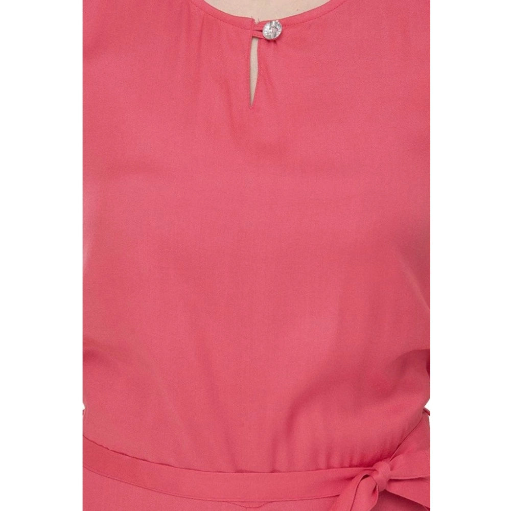 Vaystra Casual Crepe Sleeveless Jump Suit – Pink