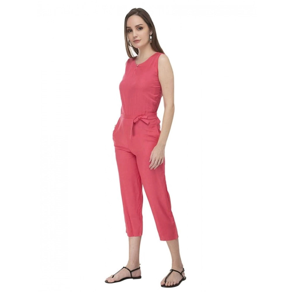 Vaystra Casual Crepe Sleeveless Jump Suit – Pink