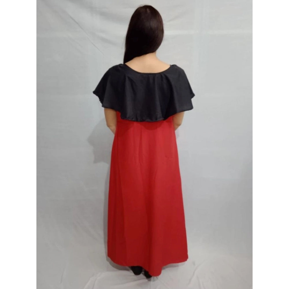 Vaystra Casual Crepe Cape Sleeve Dress – Black