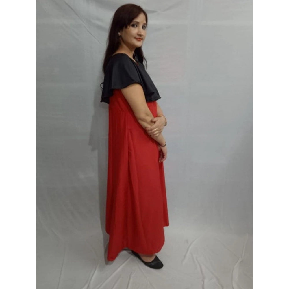 Vaystra Casual Crepe Cape Sleeve Dress – Black