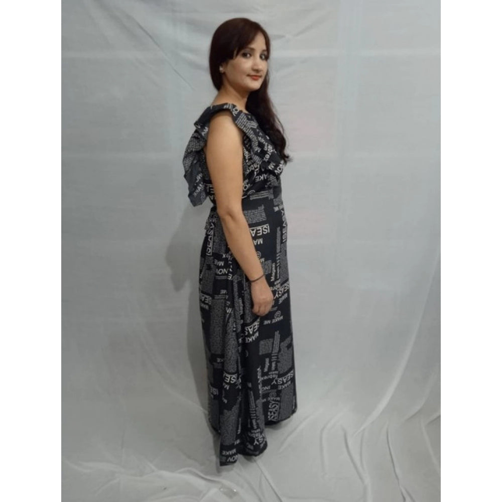 Vaystra Casual Crepe Sleeveless Dress – Black
