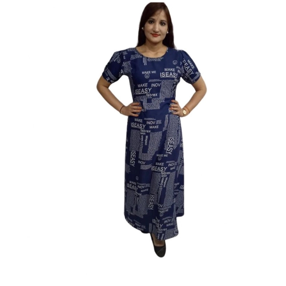 Vaystra Casual Crepe Half Sleeves Dress – Blue