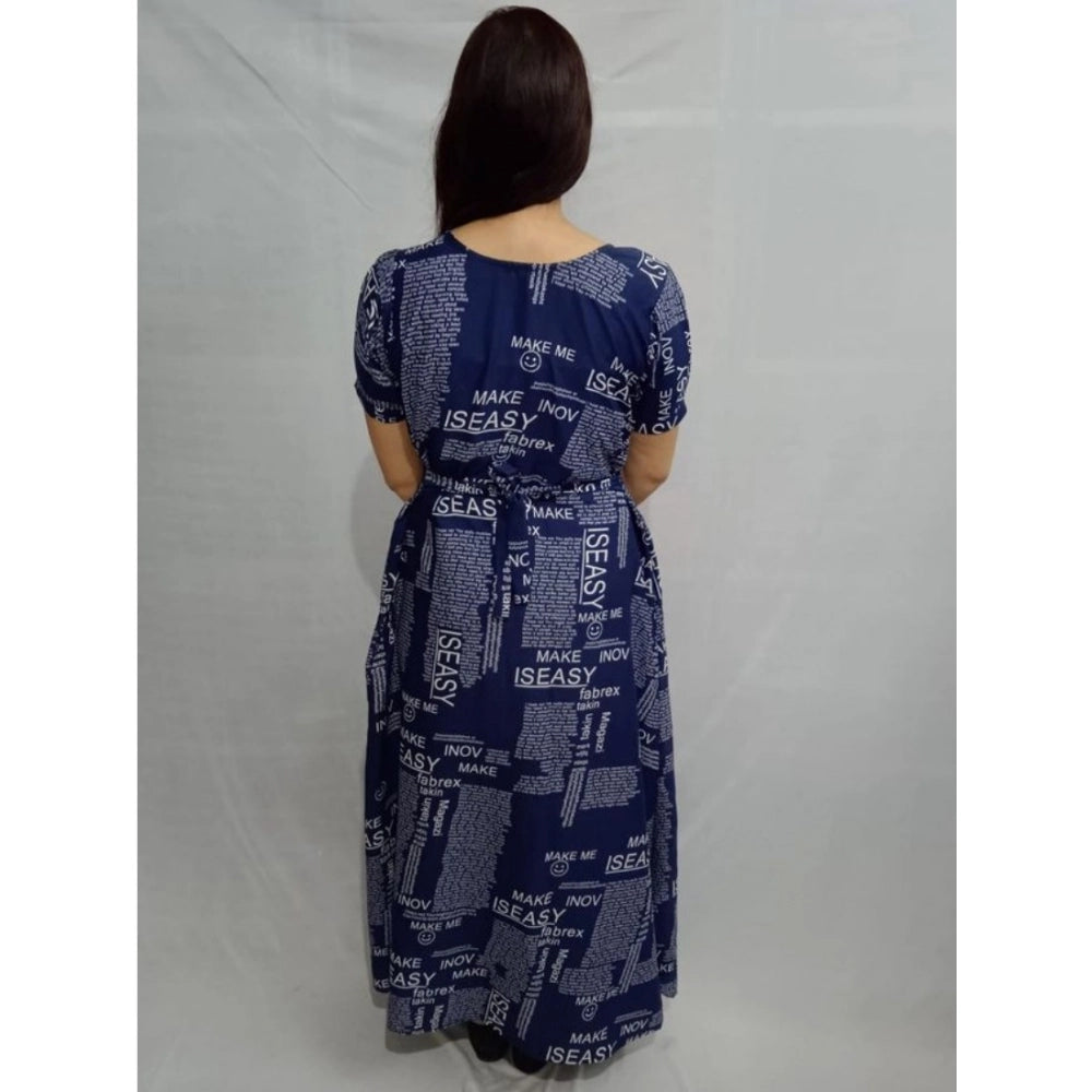 Vaystra Casual Crepe Half Sleeves Dress – Blue