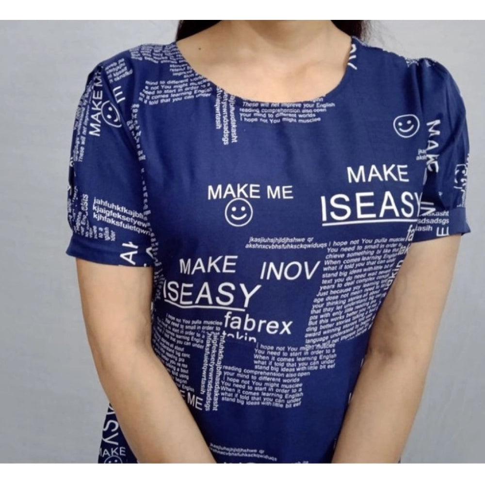 Vaystra Casual Crepe Half Sleeves Dress – Blue