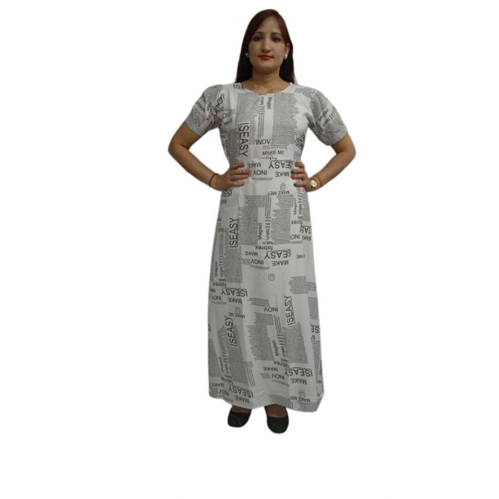 Vaystra Casual Crepe Half Sleeves Dress – White