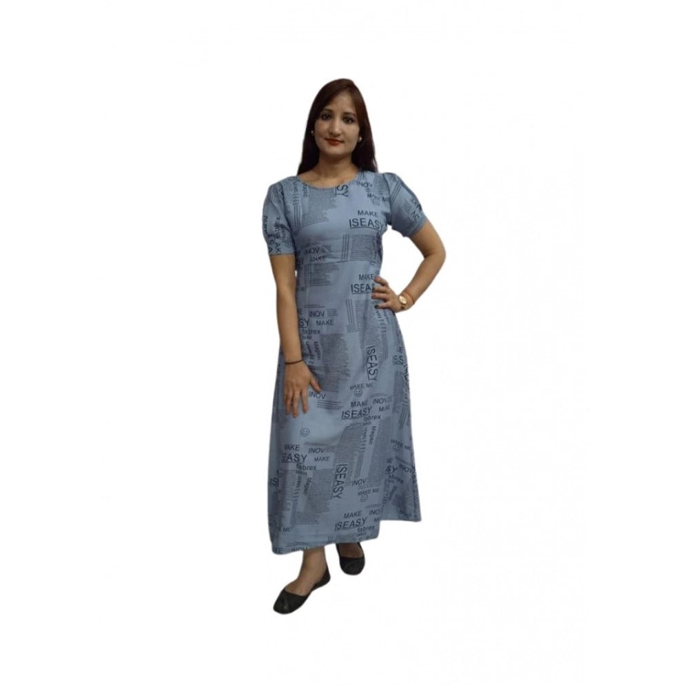 Vaystra Casual Crepe Half Sleeves Dress – Grey