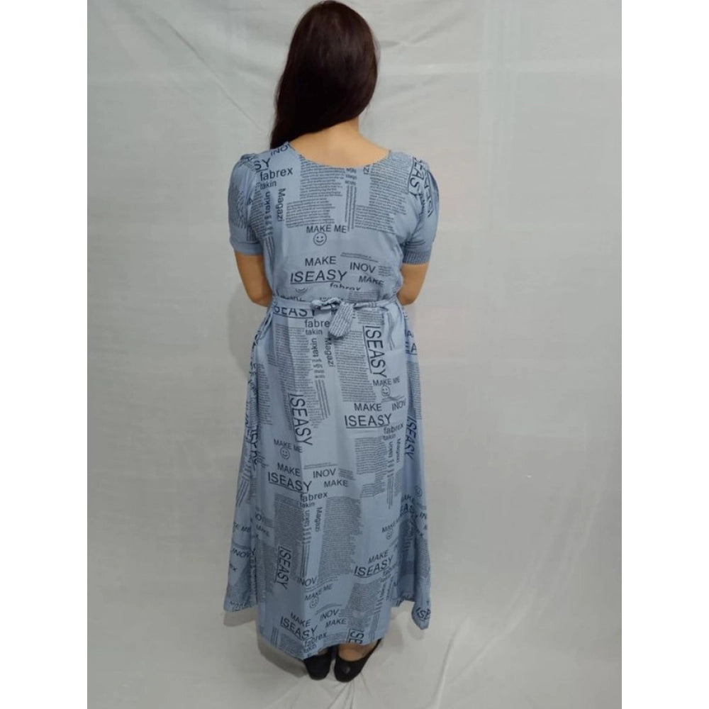 Vaystra Casual Crepe Half Sleeves Dress – Grey