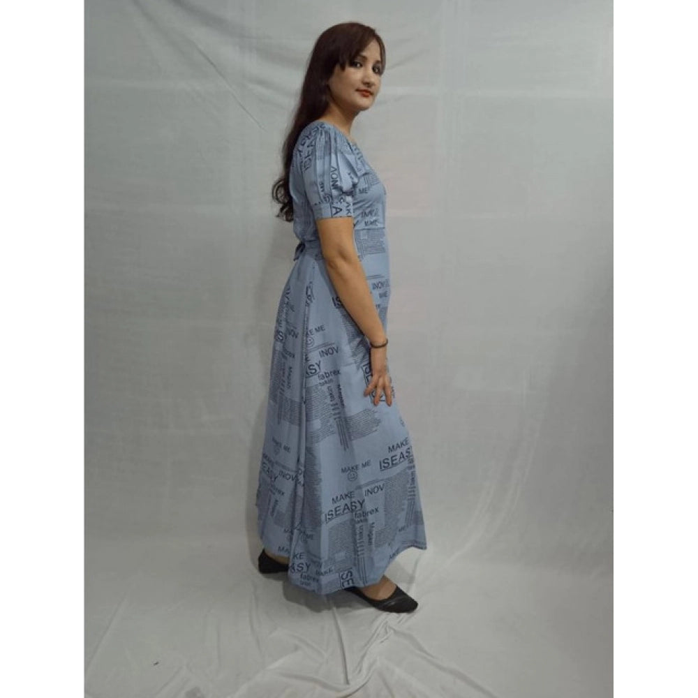 Vaystra Casual Crepe Half Sleeves Dress – Grey