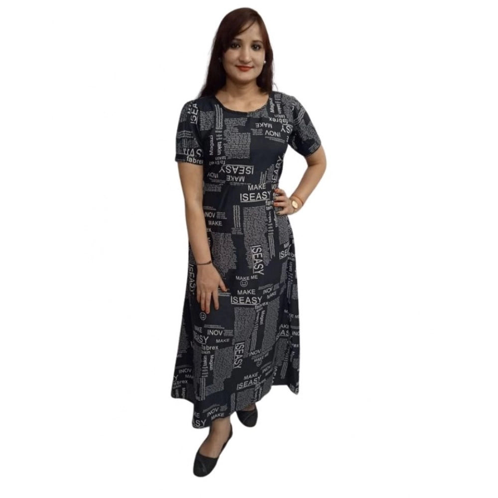 Vaystra Casual Crepe Half Sleeves Dress – Black