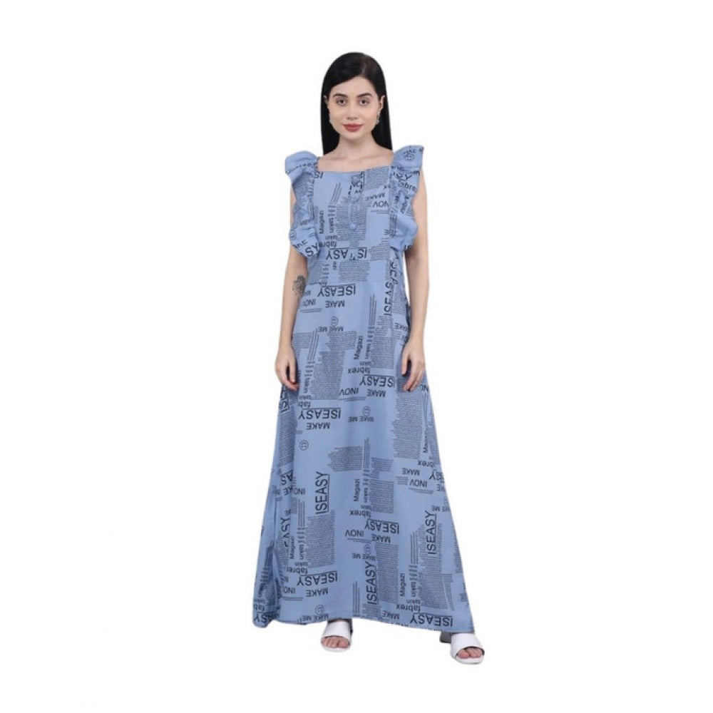 Vaystra Casual Crepe Sleeveless Dress – Grey