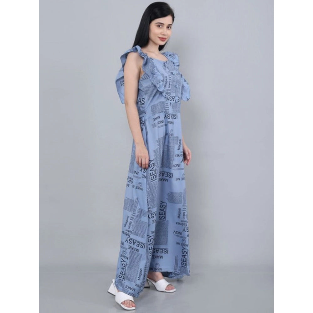 Vaystra Casual Crepe Sleeveless Dress – Grey