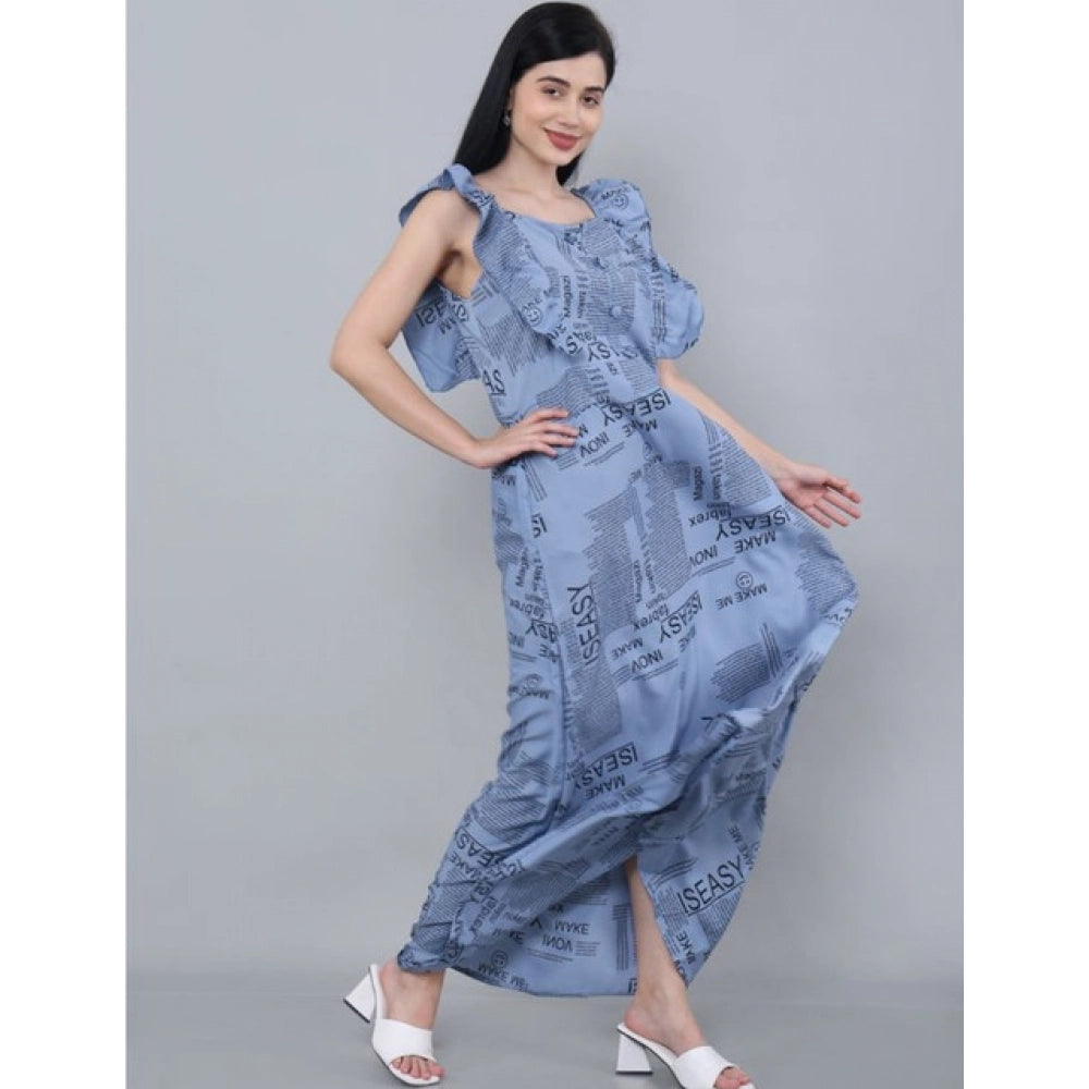 Vaystra Casual Crepe Sleeveless Dress – Grey