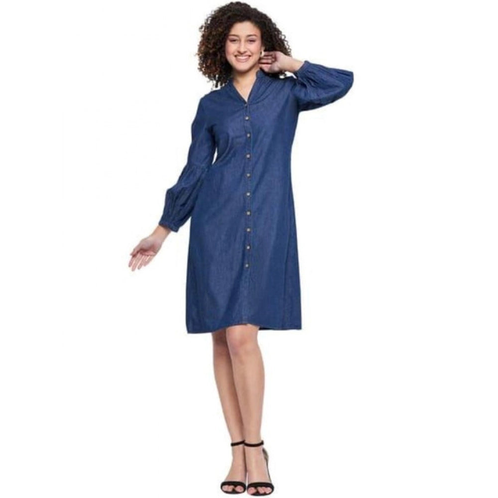 Vaystra Casual Denim Full sleeve Dress – Blue