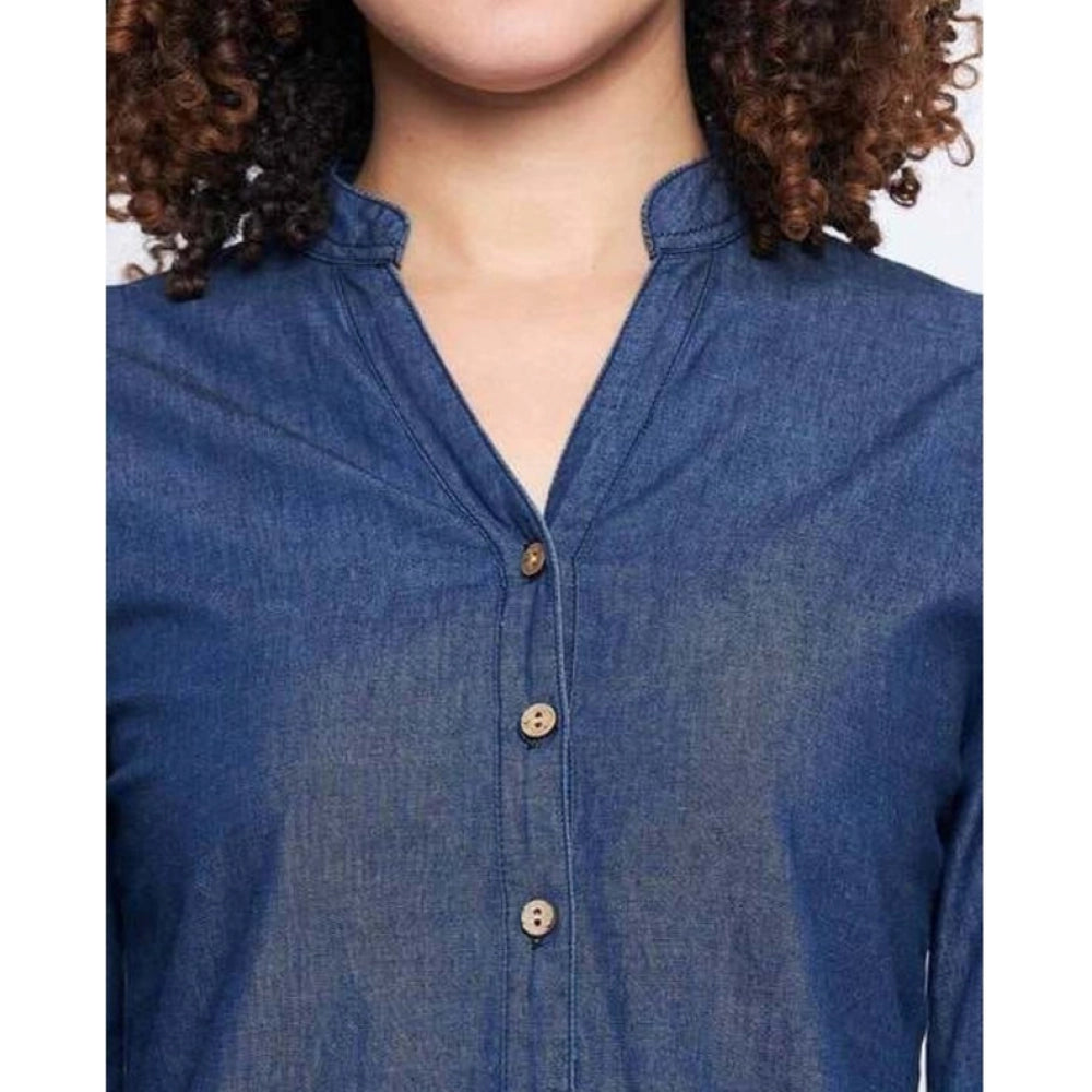 Vaystra Casual Denim Full sleeve Dress – Blue