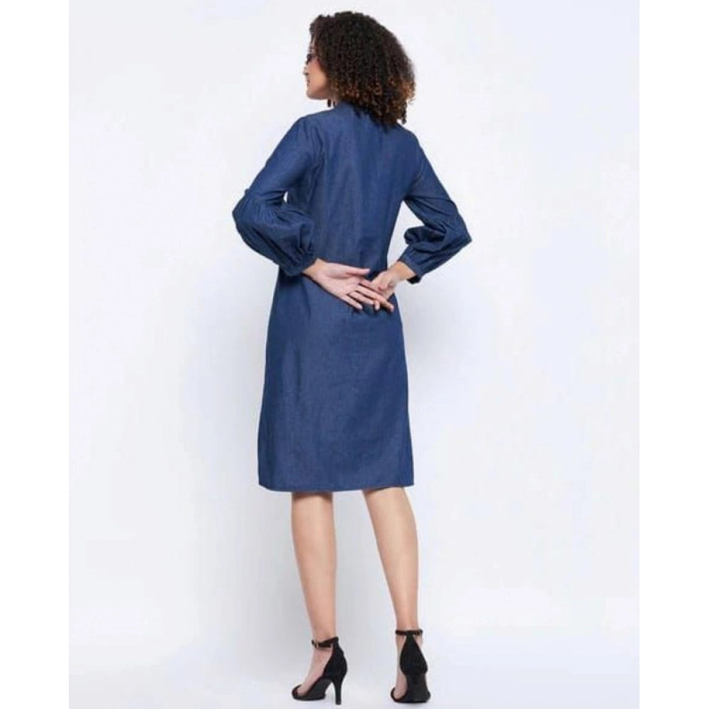 Vaystra Casual Denim Full sleeve Dress – Blue