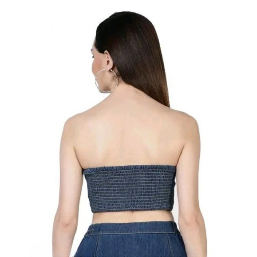 Vaystra Casual Denim Sleeveless Bluster Top – Blue