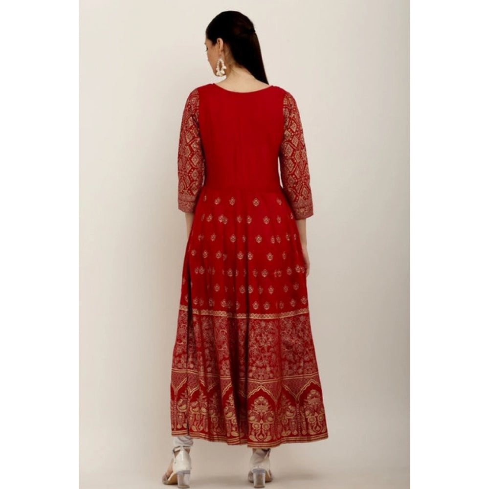 Vaystra Casual Rayon 3-4th Sleeves Anarkali Kurti – Red