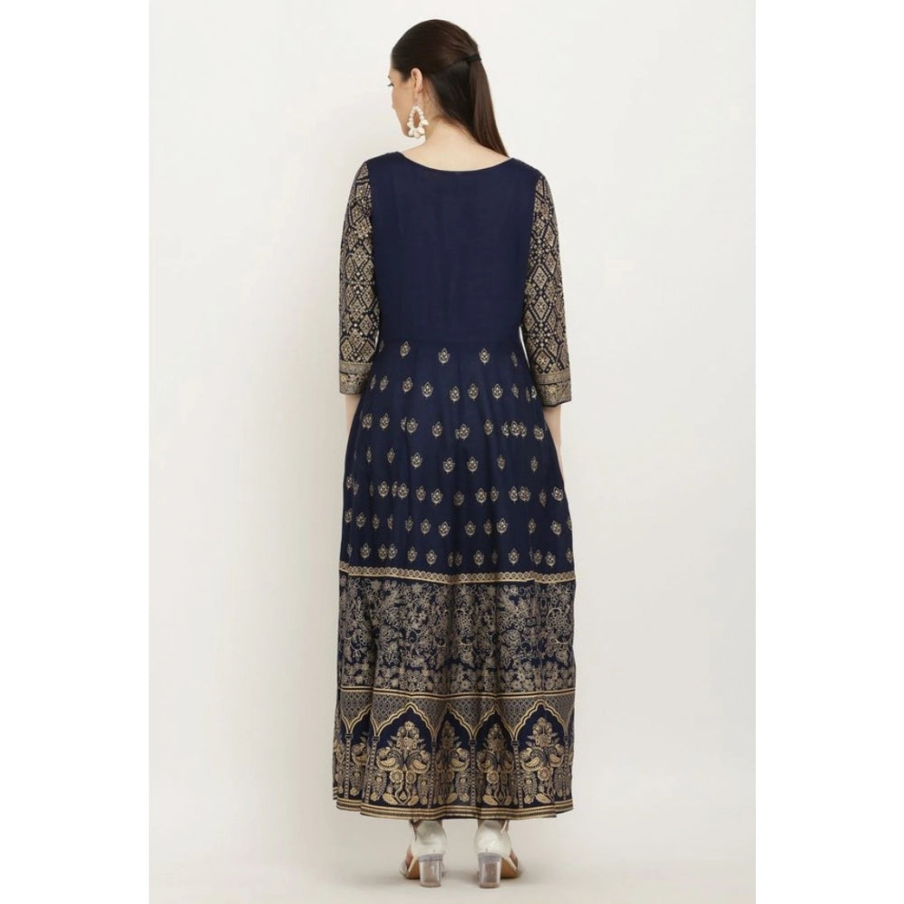 Vaystra Casual Rayon 3-4th Sleeves Anarkali Kurti – Blue