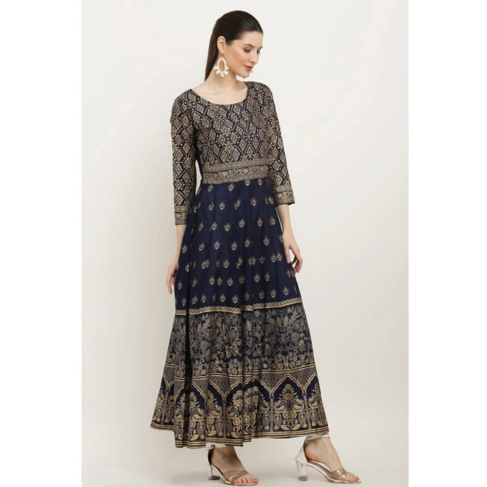 Vaystra Casual Rayon 3-4th Sleeves Anarkali Kurti – Blue