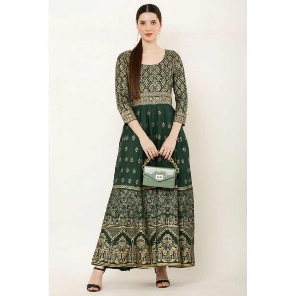 Vaystra Casual Rayon 3-4th Sleeves Anarkali Kurti – Green