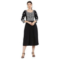 Vaystra Casual Rayon 3-4th Sleeves Kurti – Black