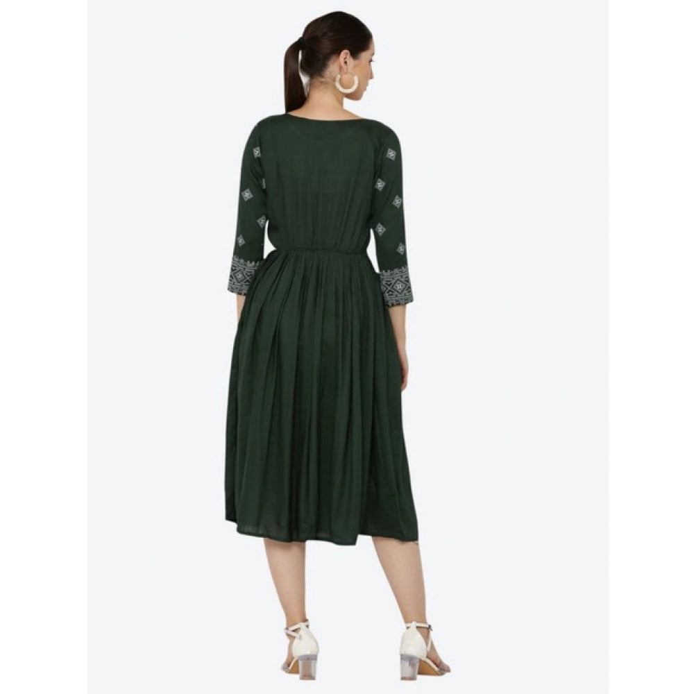 Vaystra Casual Rayon 3-4th Sleeves Kurti – Green