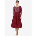 Vaystra Casual Rayon 3-4th Sleeves Kurti – Maroon