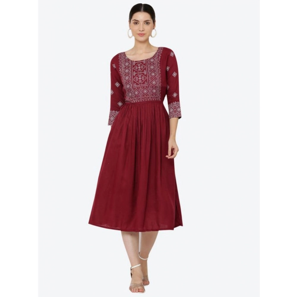 Vaystra Casual Rayon 3-4th Sleeves Kurti – Maroon