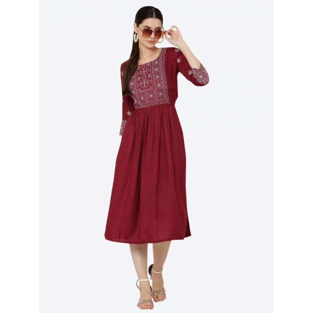 Vaystra Casual Rayon 3-4th Sleeves Kurti – Maroon