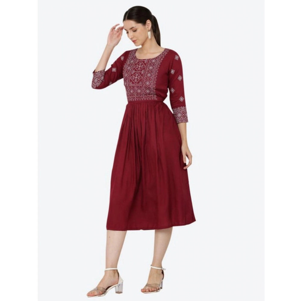 Vaystra Casual Rayon 3-4th Sleeves Kurti – Maroon